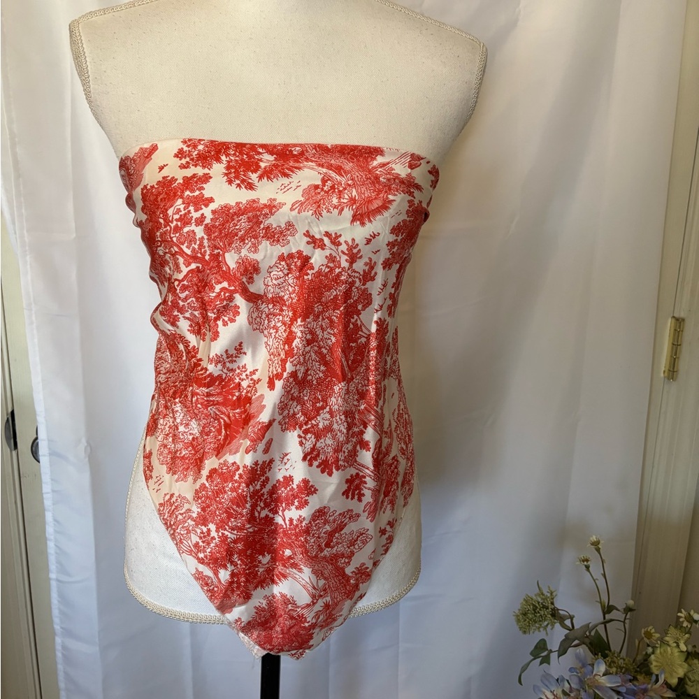 Red & White, Forest Scene, Fashion Scarf